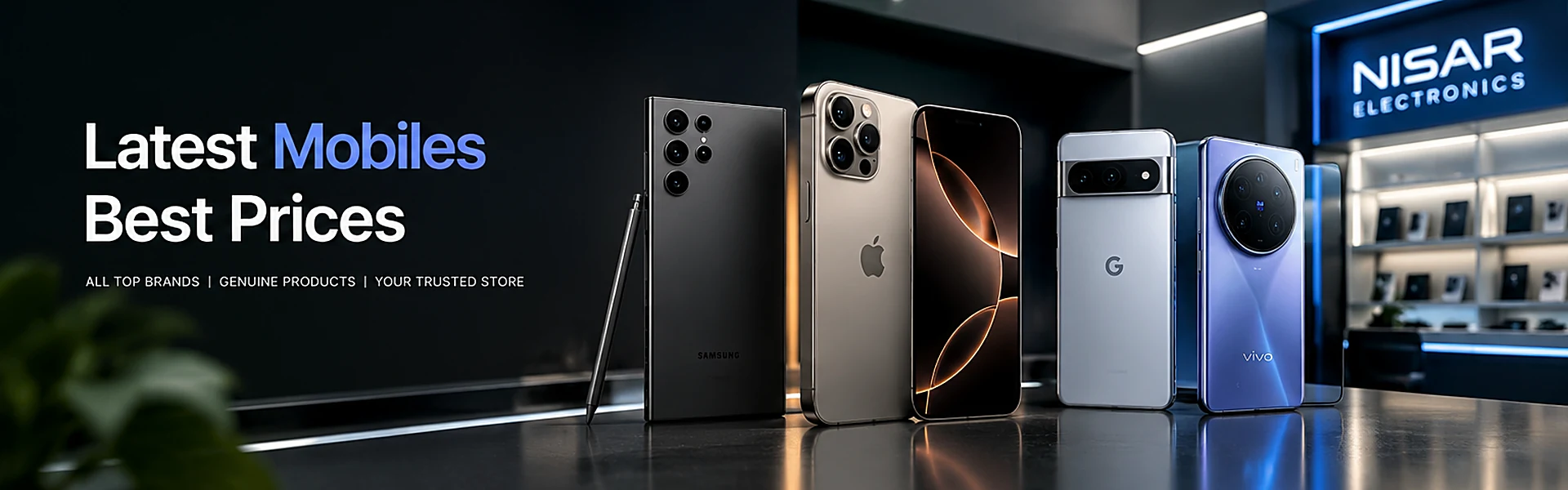 Latest smartphones from top brands inside the Nisar Electronics showroom